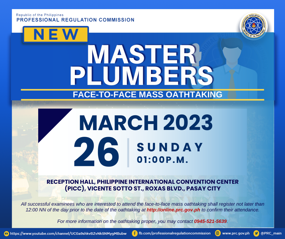 Prc Master Plumber Exam Schedule 2025 Jojo Lexine